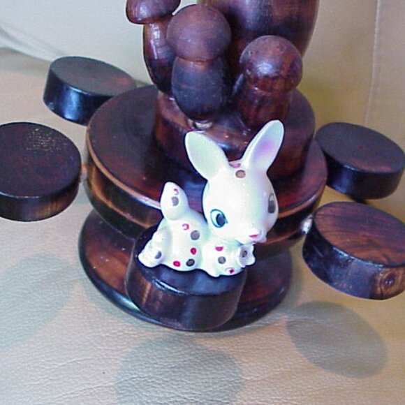 VTG 2 piece Hand Carved Wooden Mushroom & Toadstools Folk Art Display Sculpture - Picture 8 of 9